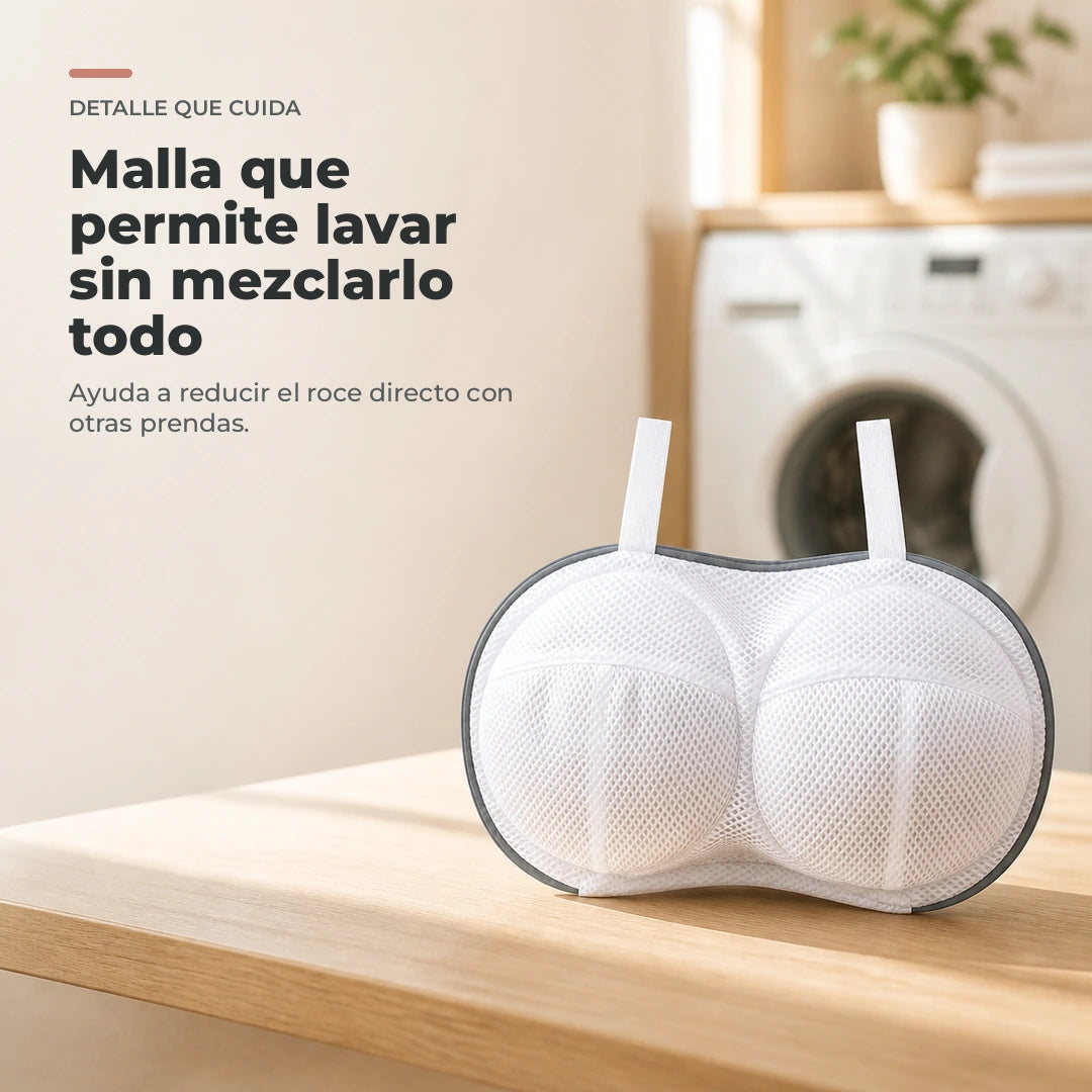 Detalle de la malla de la bolsa de lavandería