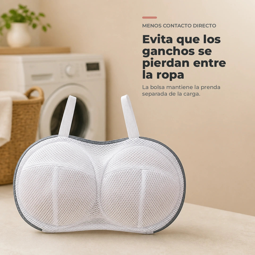 Brasier separado de ganchos y prendas durante el lavado