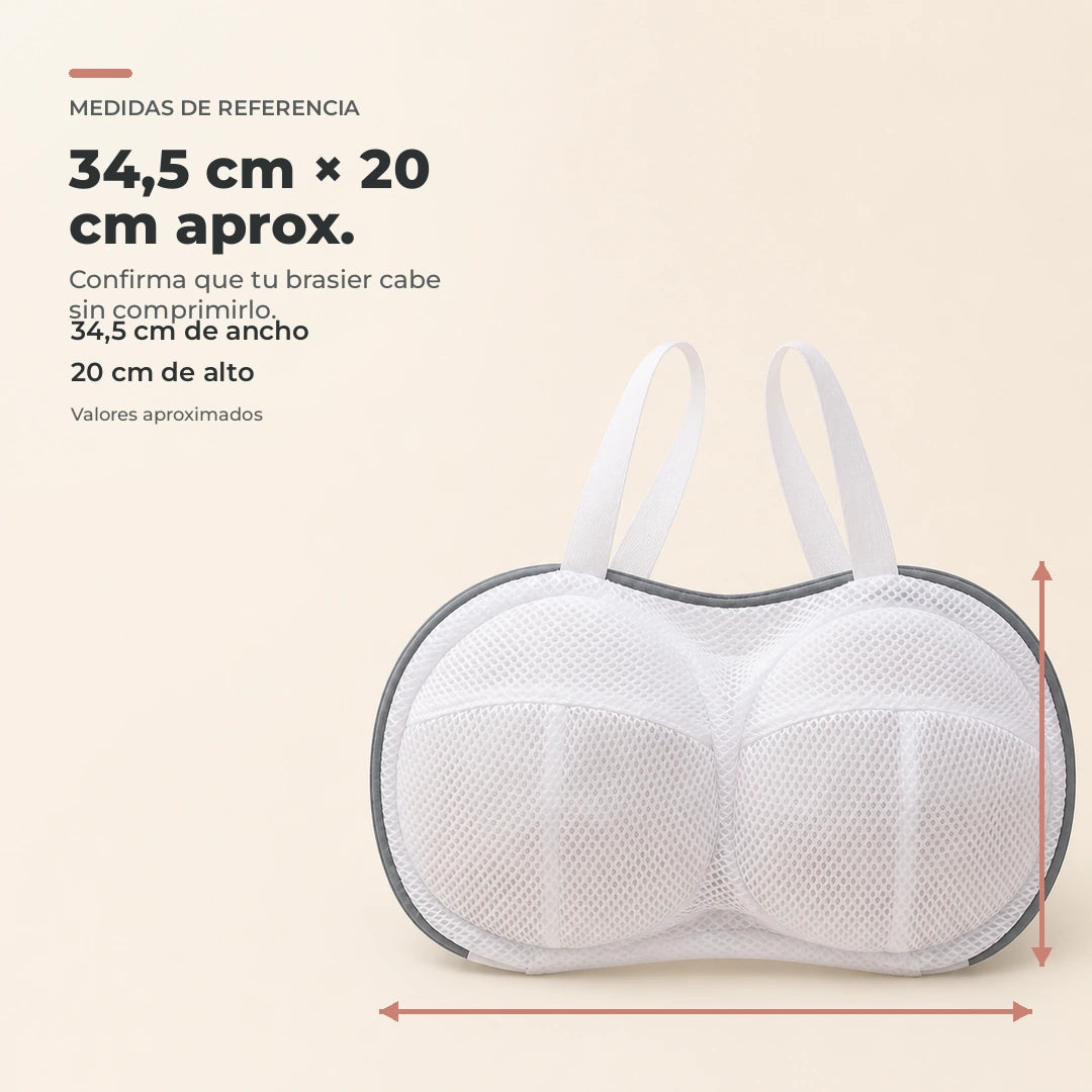 Referencia visual aproximada de la bolsa para brasier